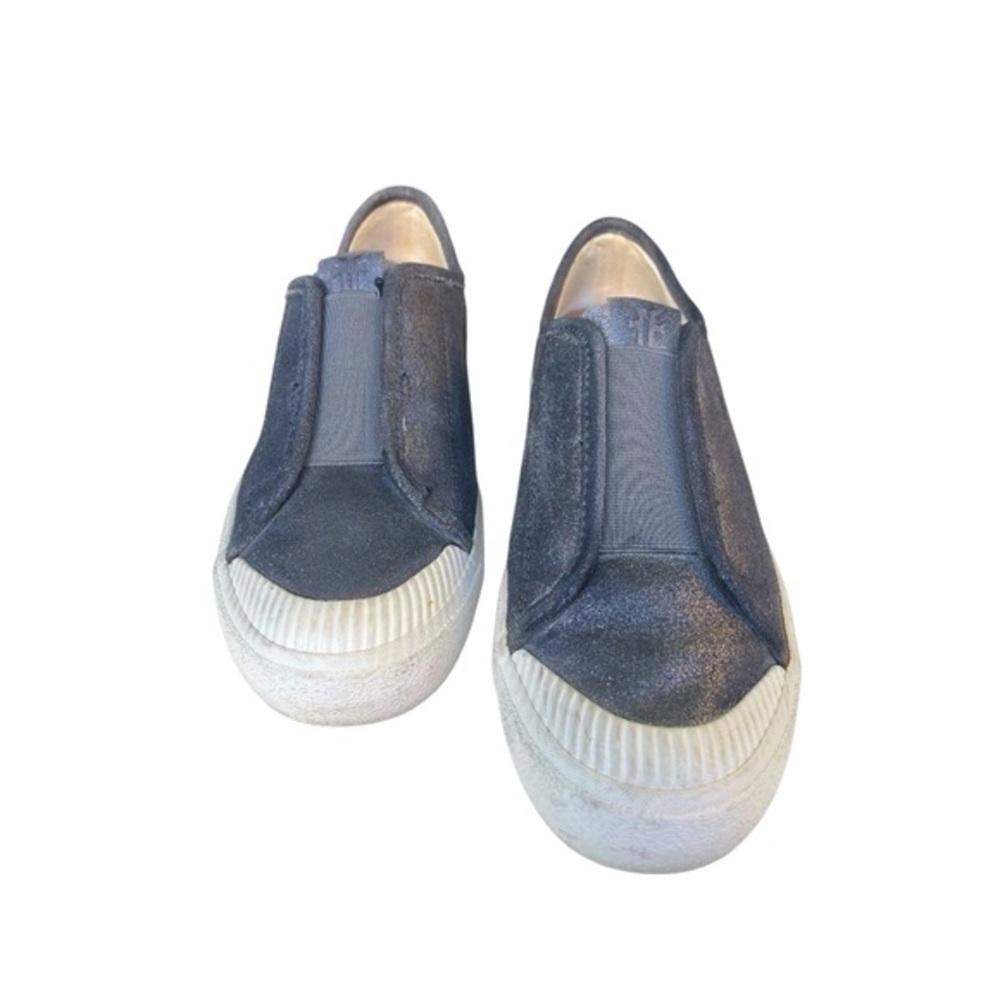 Frye Claudia Silver Metallic‎ Slip On Sneakers Leather Shoes 8.5
